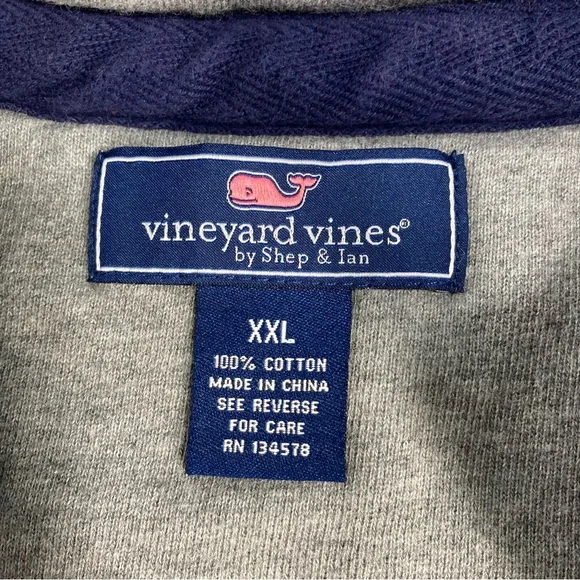 Vineyard Vines Sweater Men's Sz 2XL Gray Pullover Quarter Zip - Picture 7 of 11